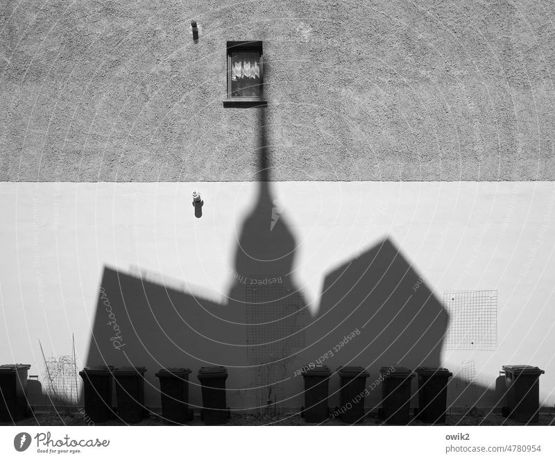 silhouette Wall (barrier) Wall (building) House (Residential Structure) Facade Shadow Grating lines Abstract Building Arrangement Deserted Exterior shot Detail