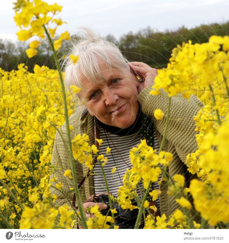 willmas Rapsodie |UT Spring Country Air Human being Woman Senior citizen portrait Canola Oilseed rape flower Canola field Nature Agricultural crop