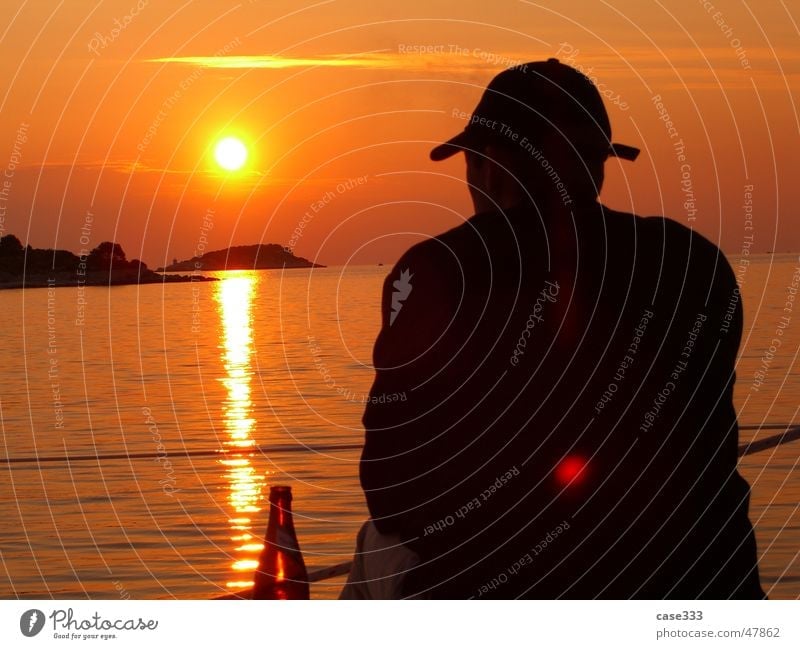 longing Sunset Man Watercraft Croatia Longing Sky Shadow Island