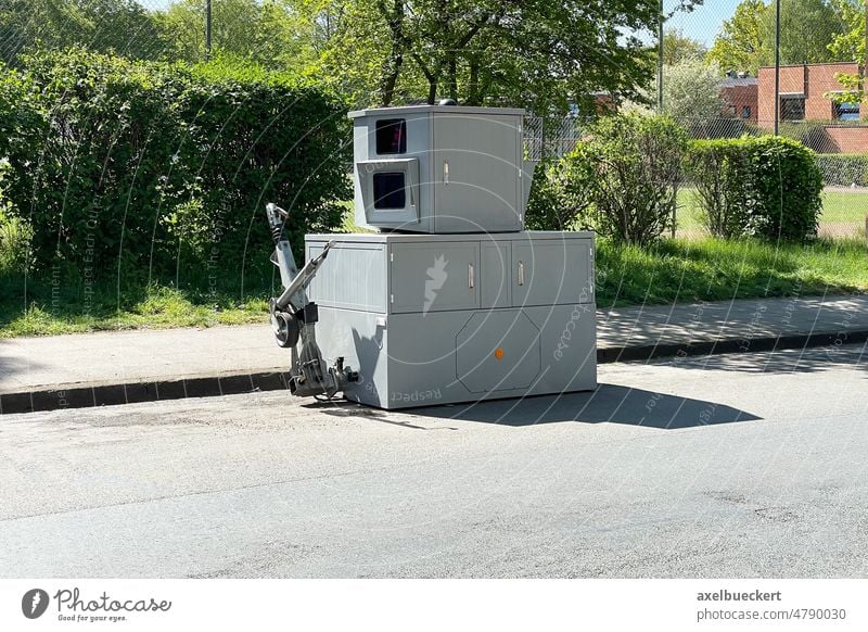 Mobile speed camera vehicle parked roadside as radar trap in Germany speed limit speed trap germany traffic calming measure speed limit enforcement device