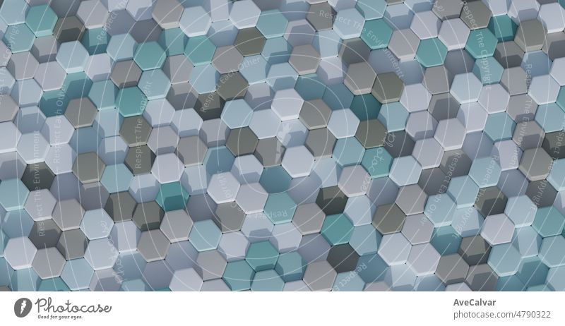 Soft creamy blue color toy background wallpaper collection hexagonal pattern.3D render image with texture ideal for marketing and social media images. Minimal canvas copy space for text and images