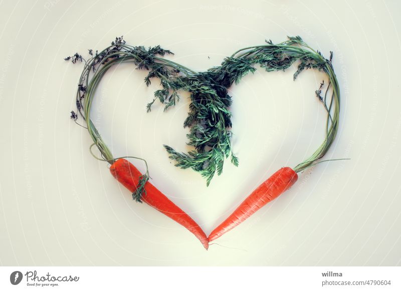 A heart for photocase Heart carrots Heart-shaped heart-shaped Love vegan vegetarian Healthy Eating Infatuation Display of affection Declaration of love Sincere