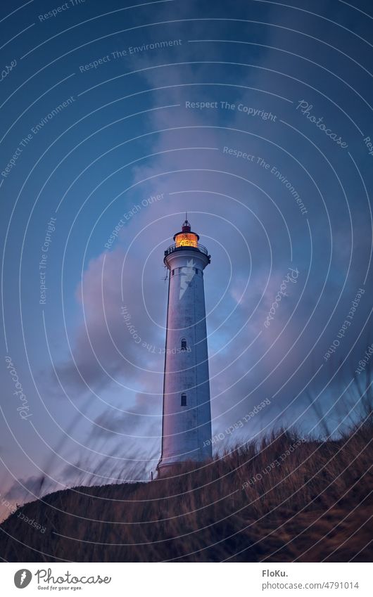 Lighthouse "Lyngvig Fyr" on the Danish coast North Sea Denmark Maritime duene Ocean coastal landscape Manmade structures Landscape Landmark Jutland Sunrise