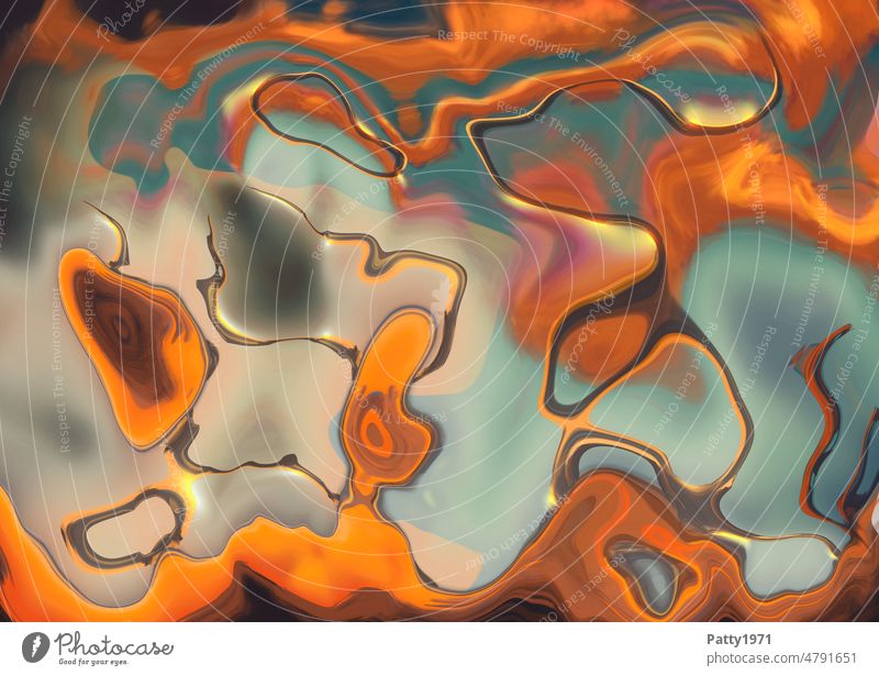 Abstract wavy line structure background Undulating Structures and shapes Distorted psychedelic Surrealism Orange Blue lines