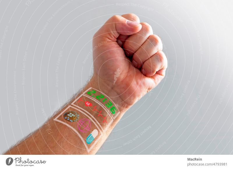 Vitalwerte, Mobile Devices Blutdruck Blutdruckmesser Handgelenk Handgerät Information Arm Faust App Apps Daten drahtlos Körperteil lifestyle messen steuern