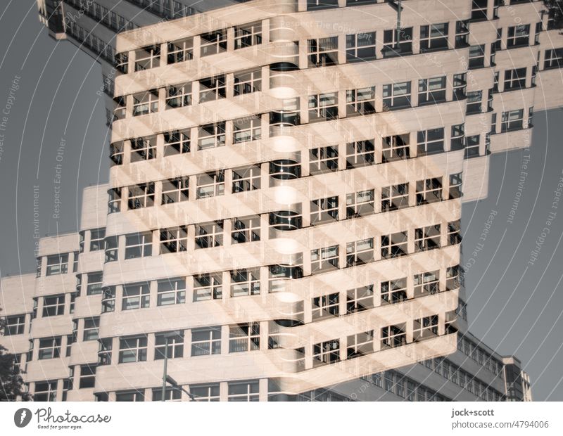 Monument of the new objectivity in a double pack Shell House Facade Architecture Style Surrealism Double exposure Reaction Experimental Abstract Irritation