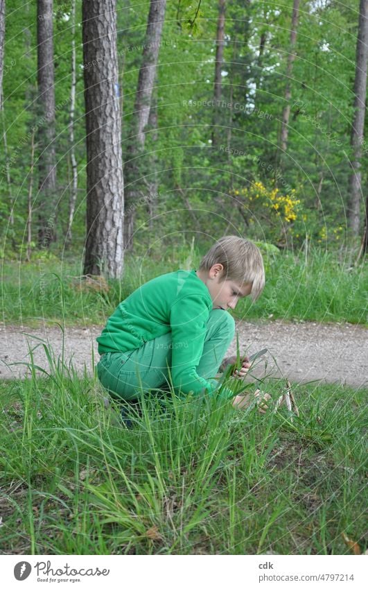 fridays for future | green, green, green is everything ... Human being Child Boy (child) Forest Edge of the forest Green green clothing Green jeans