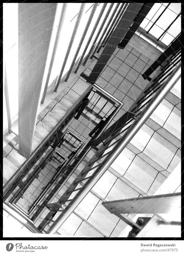 look down Under Stairs Black & white photo Looking Descent Sadness