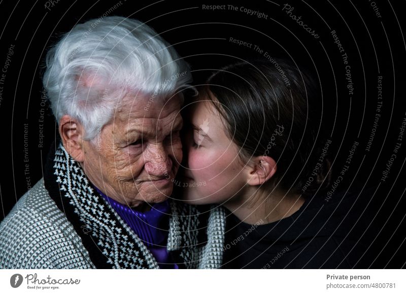 Senior woman spending quality time with her granddaughter Care Dementia Lifestyle Elderly age older women Grandmother Gratitude proximity Over 90 years Disease