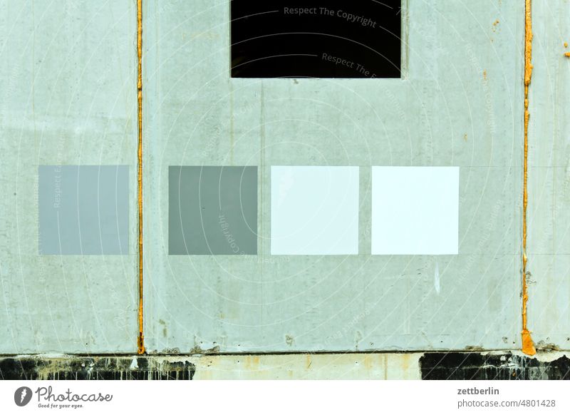 Color surfaces on a carcass Colour colour area test color test colour samples Gray Shades of grey difference Test pattern construction Construction site