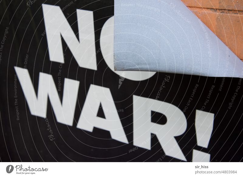 [hansa BER 2022] NO WAR! Poster War call replace Wall (barrier) transient Flake off Black White