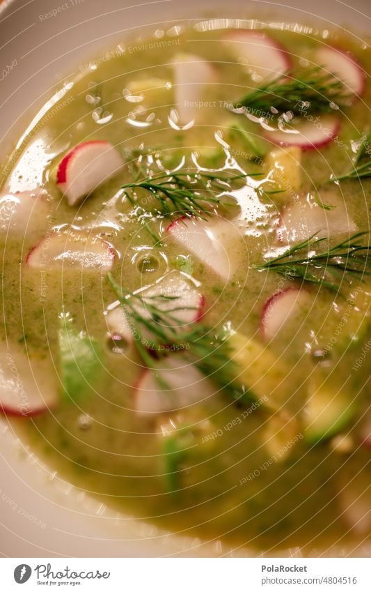 #A0# Radish soup with avocado and dill Avocado Dill Delicious Eating Cooking Vegan diet vegan alkaline Vegetarian diet vegetarian Colour photo Organic produce