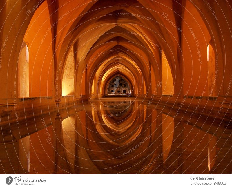 spanish vault, spanish arch Arcade Prop Soft Light Brown Spain Reflection Safety (feeling of) Contentment Calm Masonry Corner Interior shot Domed roof