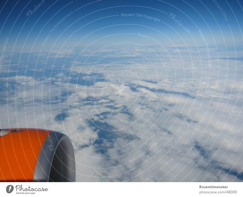 Above the clouds!!! Airplane Clouds Sky France Americas Tall Aviation Orange easy jet Blue