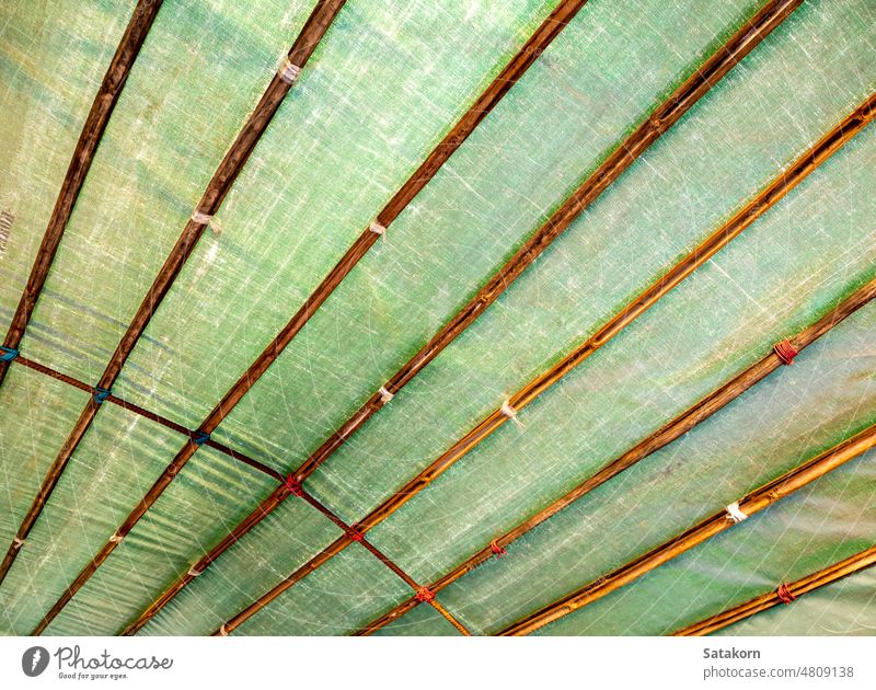 The roof of the passenger boat is made of thin canvas on a bamboo frame wooden shade culture canvas roof sunlight tradition traditional inside shadow material