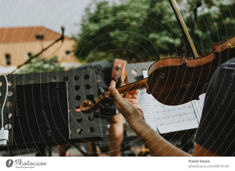 Man playing violin on stage Violin Violinist Music Concert Musician Orchestra Listen to music Art Musical instrument Colour photo Classical Wood Sound Close-up