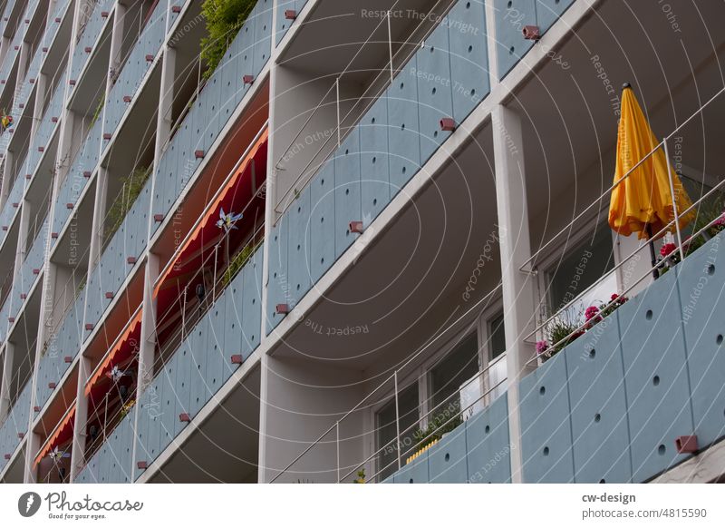 [hansa BER 2022] - facade detail Facade Sunshade Umbrella Umbrellas & Shades Balcony Colour photo Day Summer Exterior shot Copy Space top Weather protection