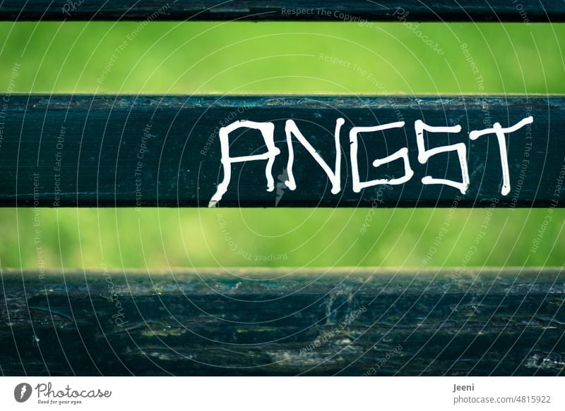 [hansa BER 2022] ANGST Fear Green anxiously awe guard sb./sth. Eerie Word Letters (alphabet) Text Copy Space Daub Typography conspicuous