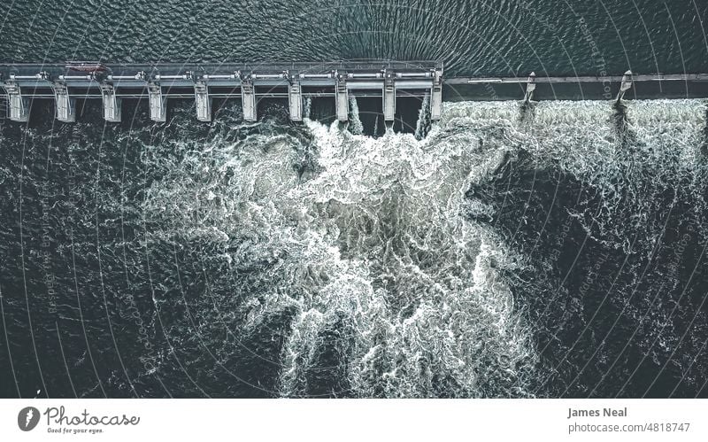 Aerial Graphite themed view of dam in spring flow color bridge nature water day lake flowing summer drone waterfall technology photography outdoors environment