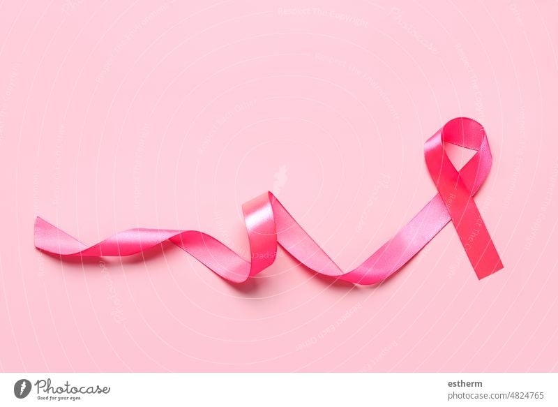 Top view of pink ribbon symbol breast cancer awareness with space for text breast cancer awareness symbol charity womens health solidarity health care top view
