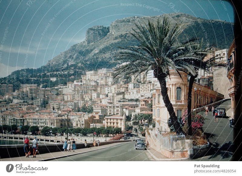 La Condamine, the Exquisite Coastline of Monaco in the 1950's Exterior Shot Beach Architecture Beautiful Travel Tourism Nature Vintage Car