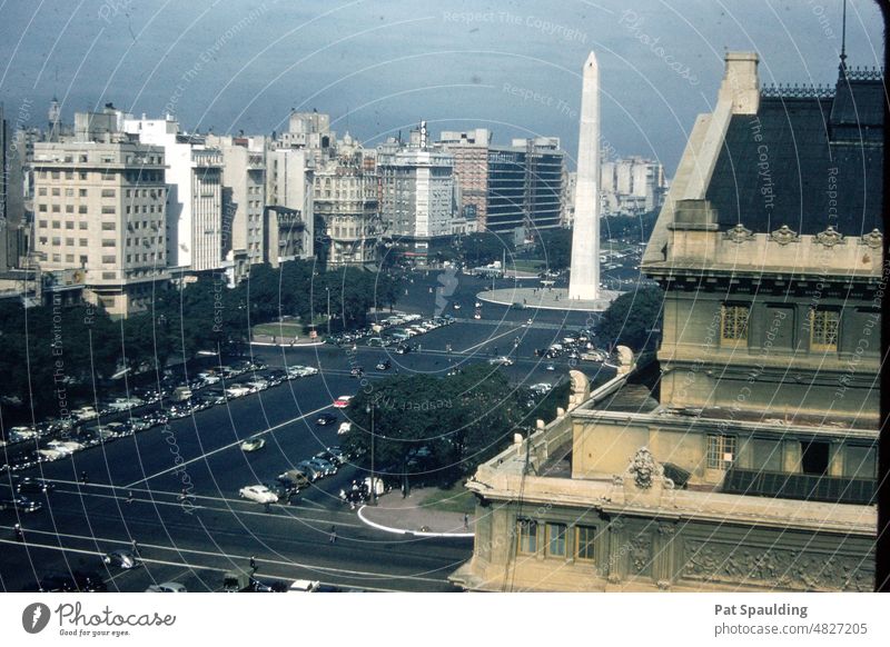 Main Street in Buenos Aires, Argentina Decades Ago 1950's Streetscape Exterior shot Uniqueness Colour photo Architecture Cityscape South America Downtown