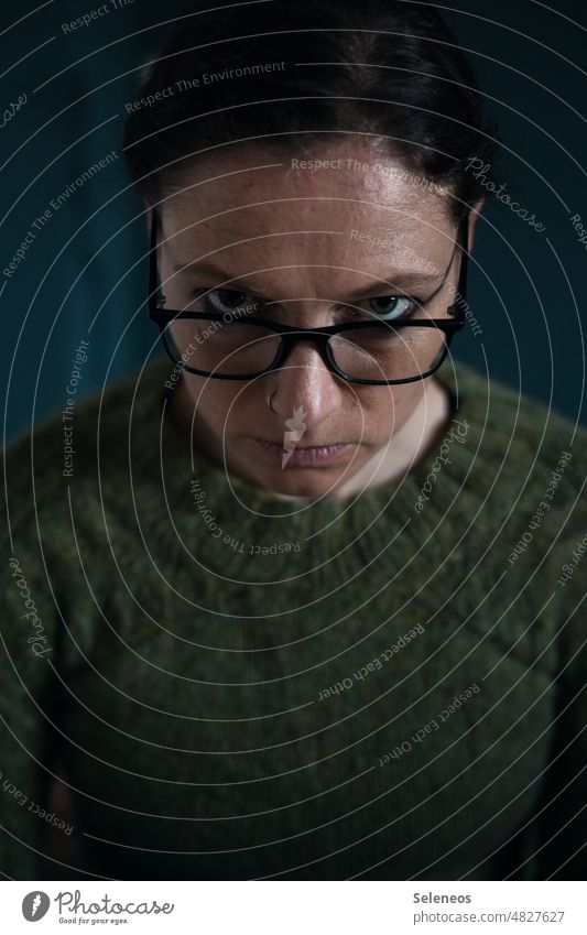 Monday portrait Woman Human being Adults Face Feminine Eyeglasses Person wearing glasses Spectacle frame Earnest Seriousness seriously Skeptical skepticism Head