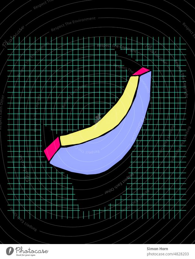Illustration - banana Banana Grid graphically Graphic Geometry Pattern Food Minimalistic food investigation Stripe Structures and shapes Modern Abstract