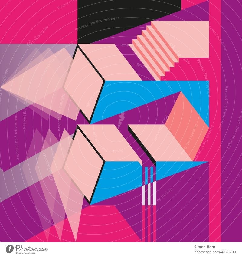 Graphic - Geometry Illustration Abstract Structures and shapes Stairs Design Pattern Esthetic Background picture Forms and structures Screen Line Overlay Levels