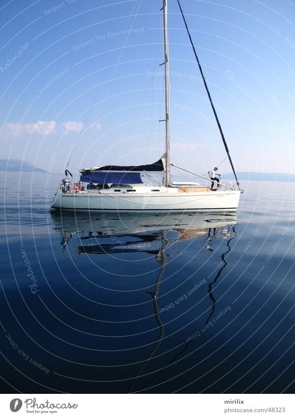 slack Sailing Sailing ship Sky Reflection Waves Ocean Slowly Water sea Mediterranean sea Blue slow