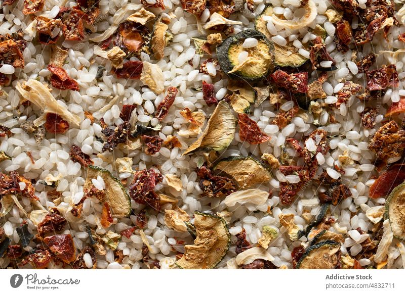 Dehydrated risotto dry mediterranean rice grain cereal food healthy raw seed organic diet vegetarian closeup ingredient traditional uncooked parboiled