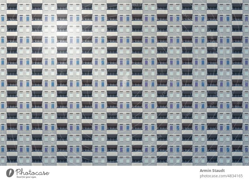 architectural pattern, high-rise building with a dreary gray concrete facade and balconies GDR anonymous apartment architecture balcony berlin block city