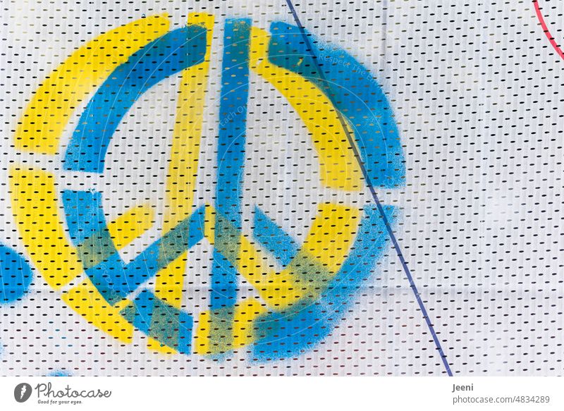 Peace wish immortalized in yellow-blue on white fabric peace Sign peace sign Yellow Blue Symbols and metaphors Hope War Reconciliation Ukraine Russia nato
