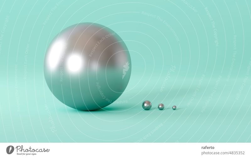 Silver spheres on green background. silver ball 3d 3d rendering 3d illustration graphic abstract modern colours bubble shape composition futuristic