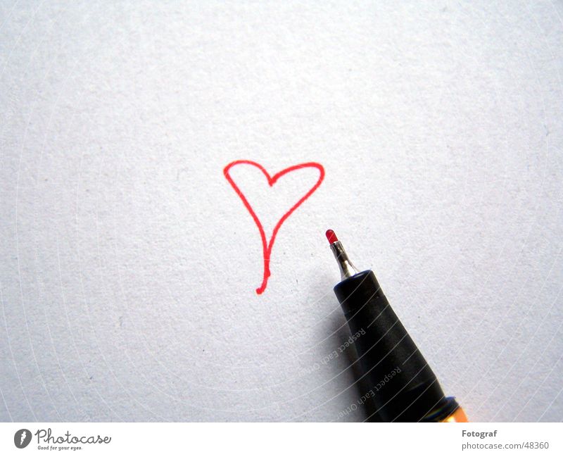 heart painter Swan Fineliner Paper Red Ink Conceptual design stable Heart Love doodle Painting (action, work) Draw Valentine's Day