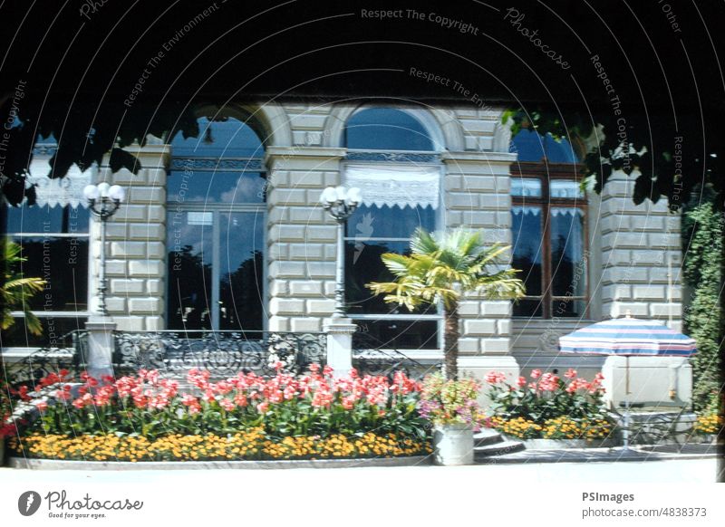 Lakeside Entrance to Grand Hotel National in Lucerne, Switzerland Beautiful Flowers Travel Tourism Landscape Architecture Exterior Shot Luxury