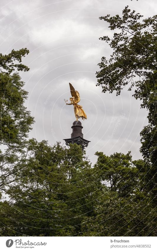 Munich peace monument, peace angel surrounded by trees Monument Landmark Tourist Attraction Downtown Historic Tourism City trip Sightseeing Germany