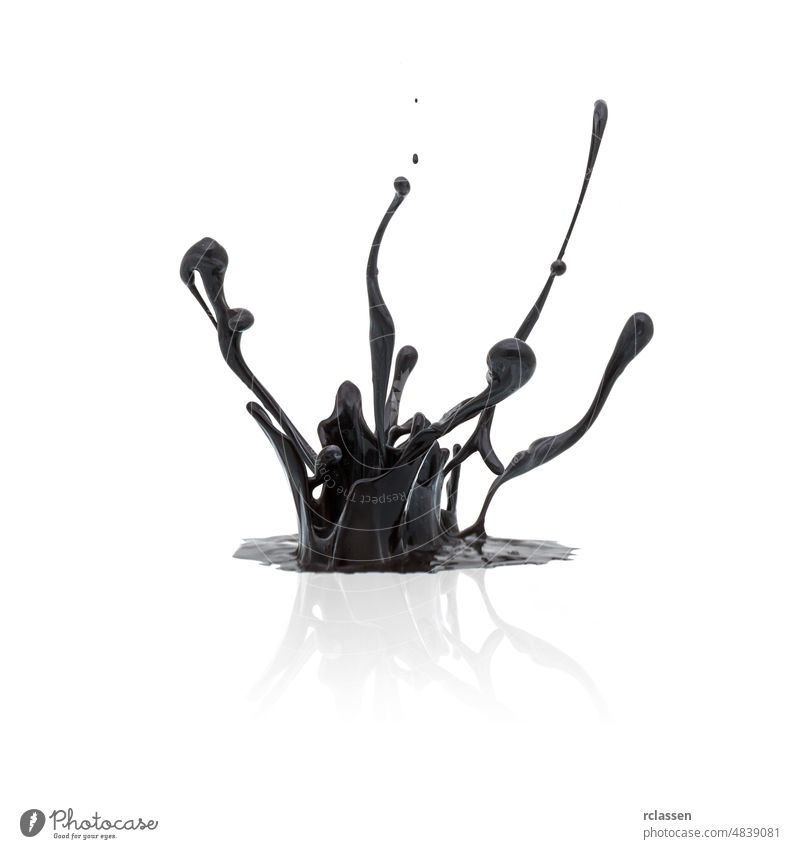 black paint splashing isolated on white abstract motion flowing liquid creativity art painting color sound spraying ink drip wave blob serve apart paint pot fly