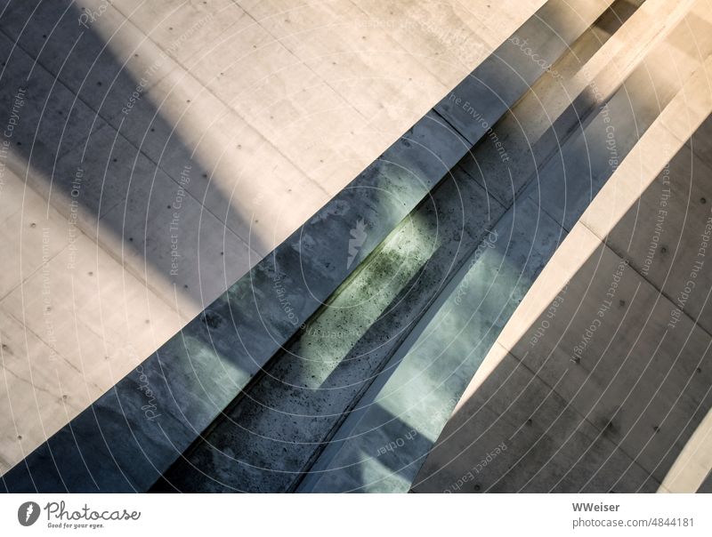 A round concrete element with gutter brings variety to the architecture Abstract detail Concrete Round Curve Architecture Berlin government quarter Light Shadow