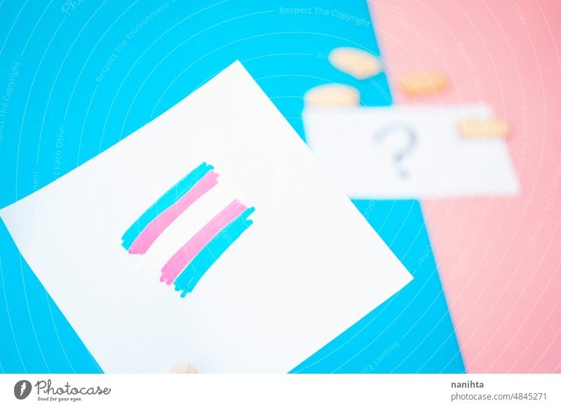 Simple image about trasgender and transsexual flag against blue and pink background transgender identity individuality social sexuality non binary queer theory
