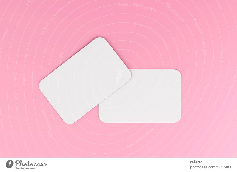 Blank white card isolated on pink pastel color background minimal conceptual 3D rendering signs advertising cardboard contact document graphic identity