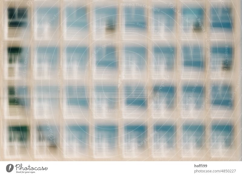 abstract, vibrant and blurred facade of modern architecture Unsharp blurred ICM ICM technology Glazed facade Facade Modern architecture vibrating