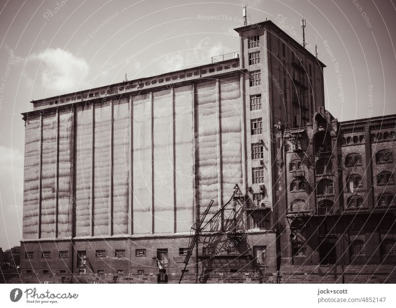 historical warehouse in commercial port trading port Building Facade Architecture House (Residential Structure) Storehouse Sky Clouds Monochrome Historic Past