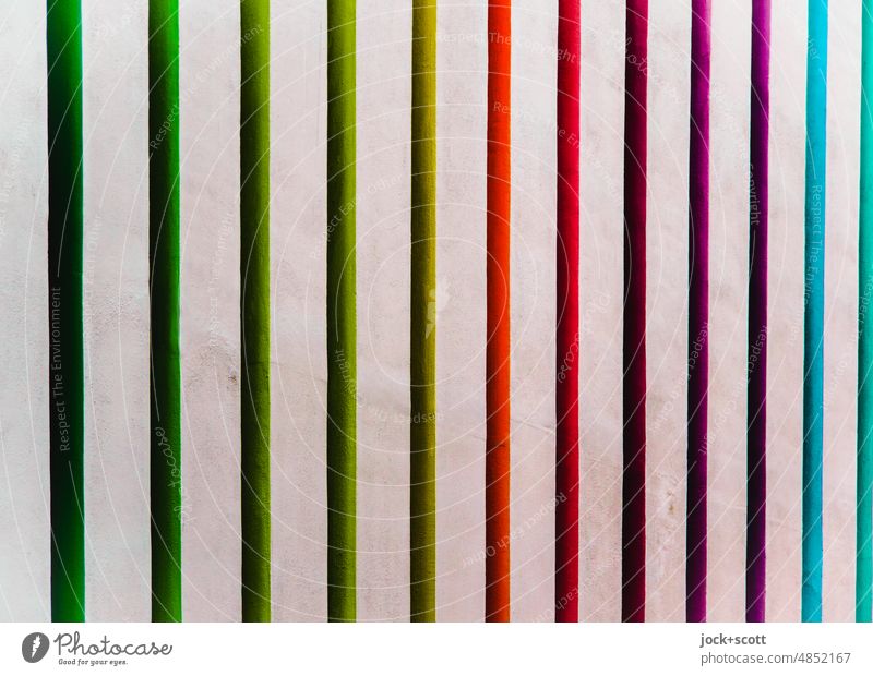 White colorful stripes Stripe Line Multicoloured Structures and shapes Detail Decoration Pattern Style Abstract Design variegated Reaction Play of colours