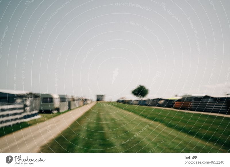 blurred view of campsite Camping site Caravan Mobility Mobile home Tourism Retro Trip voyage Lifestyle Vacation & Travel Freedom vacation Leisure and hobbies