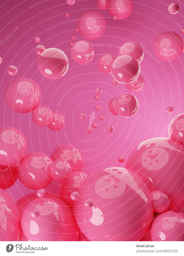 Vivid pink Abstract background of 3d spheres. Modern plastic pastel  bubbles, 3d rendering design of abstract spheres. Abstract mock up scene  pastel color - a Royalty Free Stock Photo from Photocase