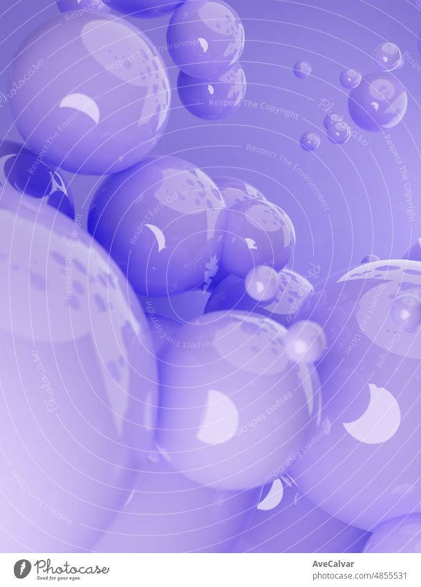 Purple Abstract background of 3d spheres. Modern plastic pastel bubbles, 3d rendering design of abstract spheres. Abstract mock up scene pastel color texture