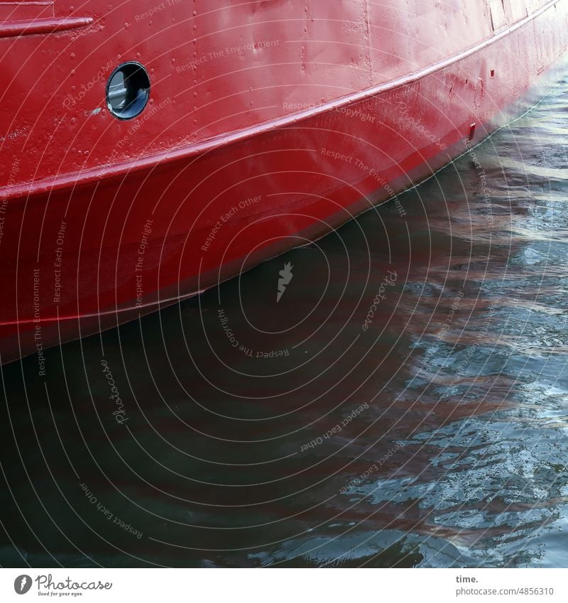 Fire & Water ship boat Red Elbe Reflection boat wall Hollow Metal Steel Iron Maritime Navigation Watercraft Old Historic