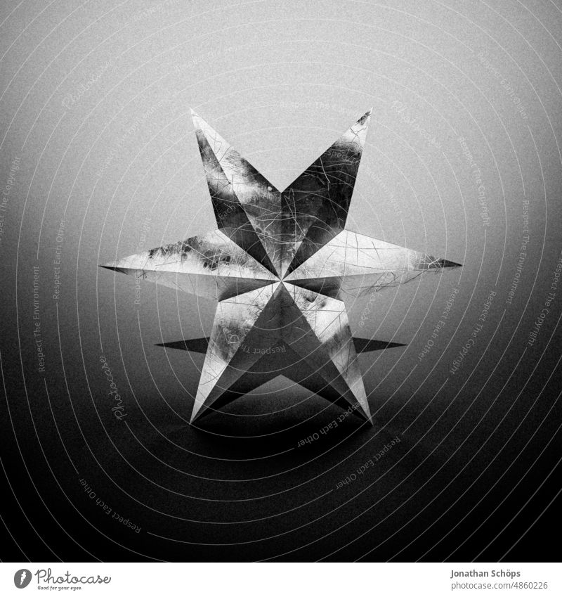 3D rendering of a metallic star in black and white Three-dimensional Design Modern shape background Abstract Technology structure futuristic Illustration Room