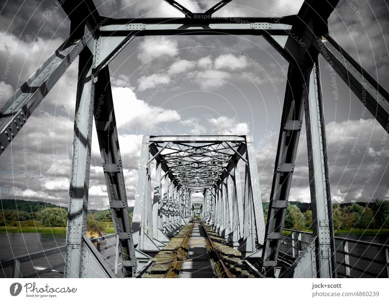 a history of bridge building Railway bridge Architecture Clouds Beautiful weather Manmade structures Railroad tracks Sharp-edged Historic Freedom lost places